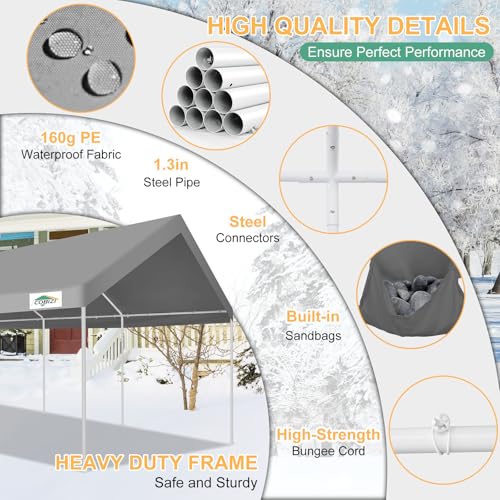 12x20 Heavy Duty Carport Portable Garage with Sidewalls