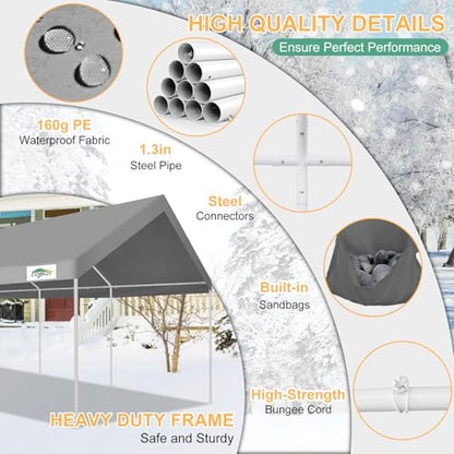 12x20 Heavy Duty Carport Portable Garage with Sidewalls