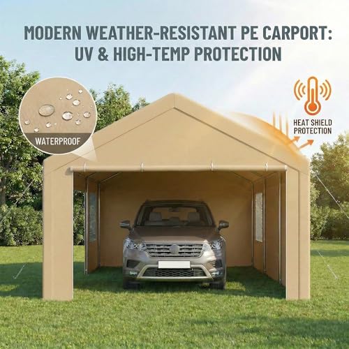 12x20 FT Heavy Duty Carport with Galvanized Frame