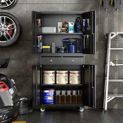 71 Inch Garage Storage Cabinet with 2 Drawers