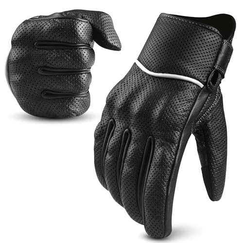 Motorcycle Gloves Men's Leather Motorbike Gloves Touchscreen Function