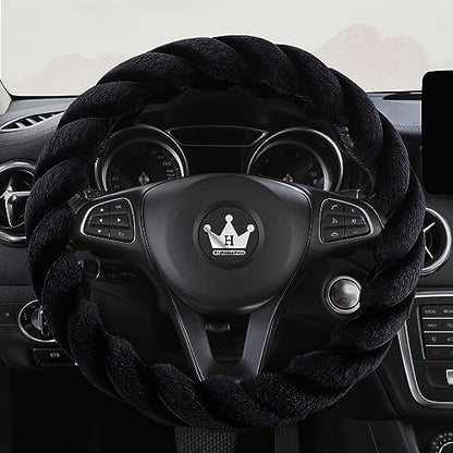 Luxury Fluffy Winter Car Steering Wheel Cover for Women Soft Warm Cute Auto Handle Cover for Jeep
