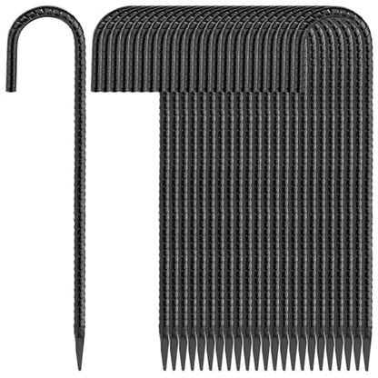 16 Inches 24 Pack J Hook Rebar Stakes Heavy Duty Tent Stakes with Chisel Point End (24 Count)