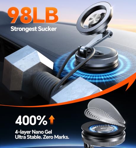 for MagSafe Car Mount【Windshield+Vent+Dash】Magnetic Phone Holder for Car Phone Holder Mount Cell Phone Holders for Your Car Accessories Suction Phone Mount for Car Truck Stand for iPhone 17 16