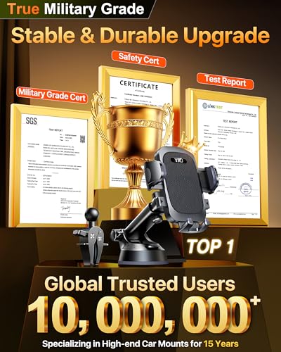 True Upgrade for Safety] YRU Car Phone Holder Mount [Patent & Military