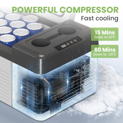 Car Refrigerator 12 Volt Portable Car Fridge 16 Quart（15 L Electric Cooler with AC