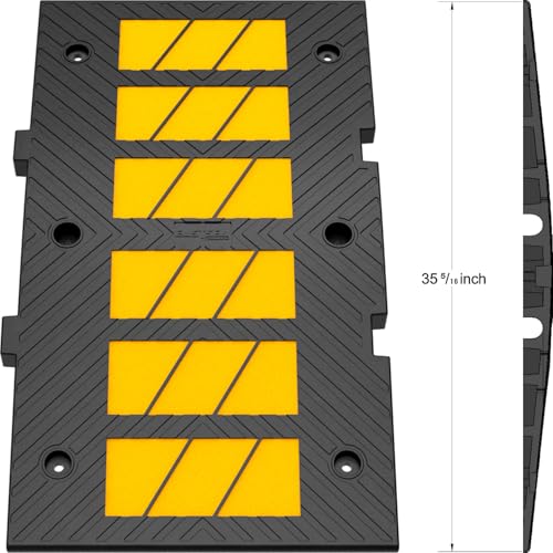 35" inch Width Speed Humps Rubber Speed Bumps for Saftey Combinable High Visibility Durable Ramps