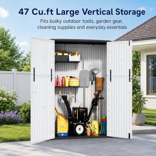47 Cu.Ft Vertical Outdoor Storage Shed with Reinforced Floor