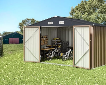 10x8FT Outdoor Storage Shed Brown