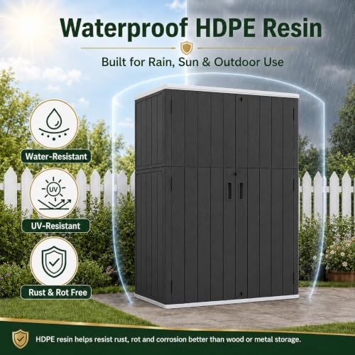 47 Cu.Ft Vertical Outdoor Storage Shed with Reinforced Floor