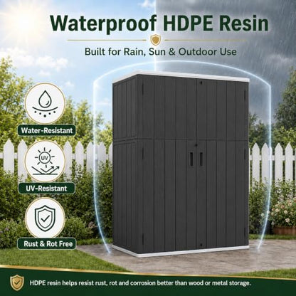 47 Cu.Ft Vertical Outdoor Storage Shed with Reinforced Floor