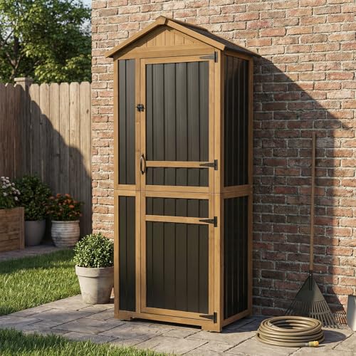 Large Outdoor Storage Cabinet with 4 Shelves
