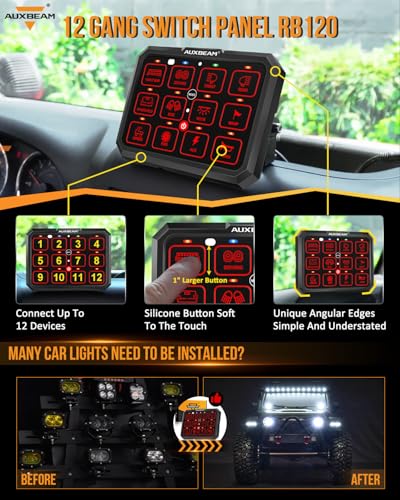 12 Gang Switch Panel RB120 Toggle Momentary Pulsed RGB Dimmable