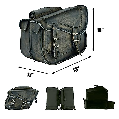 Motorcycle Saddle Bags Genuine Leather Motorcycle Luggage Bag For Softails Sportsters and Choppers