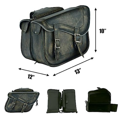Motorcycle Saddle Bags Genuine Leather Motorcycle Luggage Bag For Softails Sportsters and Choppers