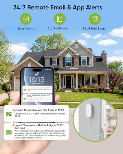WiFi Freezer Thermometer Alarm with Digital Monitor Hub