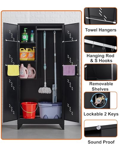 75" Metal Storage Cabinet with Lockable Doors