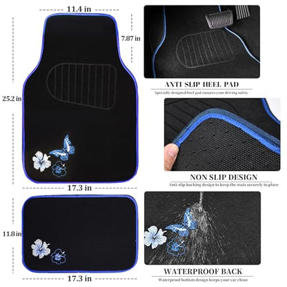 Universal Fit Embroidery Butterfly and Flower Car Floor Mats