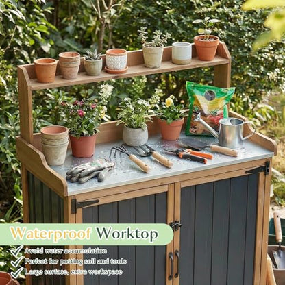 Outdoor Storage Cabinet with 4 Wheels and Handle