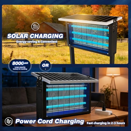 Heavy Duty Solar Bug Zapper for 8000 sq.ft with 30W Solar Panel