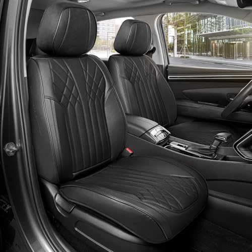 Curated Suede Diamond Leather Seat Covers for Cars & SUVs (2 Count)