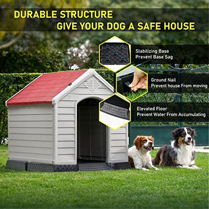 Durable Waterproof Plastic Dog House for Small to Large Sized Dogs