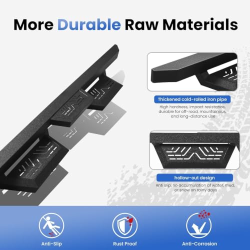 6" Rustproof Running Boards Side Steps Compatible with 2018 (2 Count)
