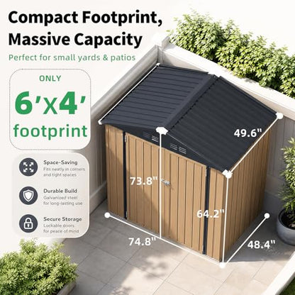 4' x 6' Outdoor Metal Storage Shed