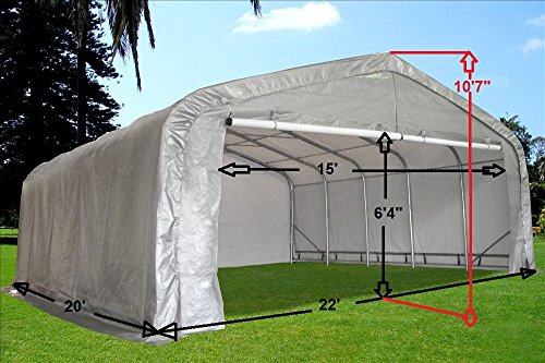 20'x22' Heavy Duty Carport with Zipper Doors