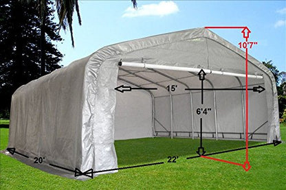 20'x22' Heavy Duty Carport with Zipper Doors