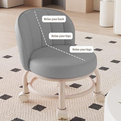 Low Rolling Stool with Backrest