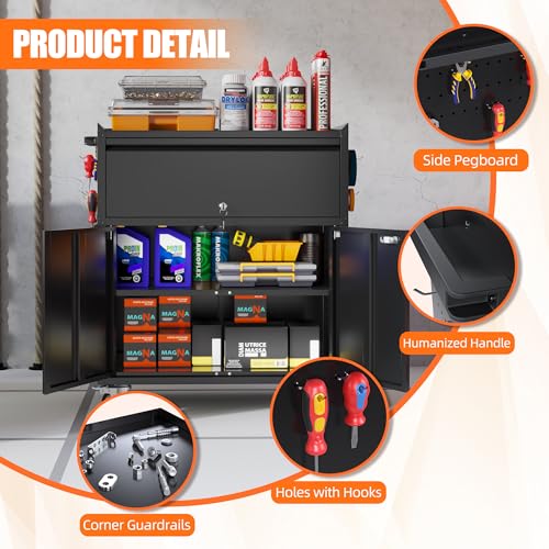 Metal Garage Storage Cabinet with Wheels