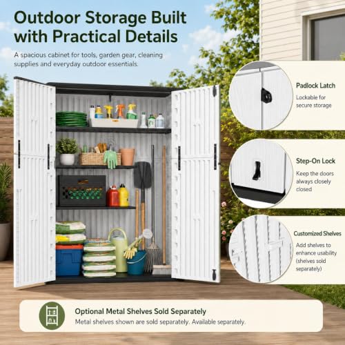 47 Cu.Ft Vertical Outdoor Storage Shed with Reinforced Floor