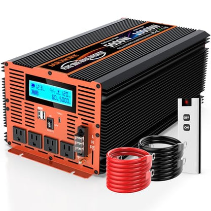 5000 Watt Pure Sine Wave Power Inverter 12V DC to 110V 120V Converter for Family RV Off Grid Solar System Car with Type