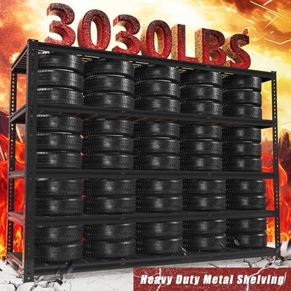 60" W Garage Shelving 5 Tier Heavy Duty Storage Shelves 3030LBS
