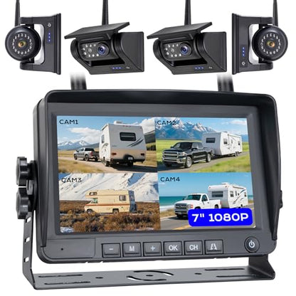 1080P 7" Magnetic Wireless RV Backup Camera System (4 Count)