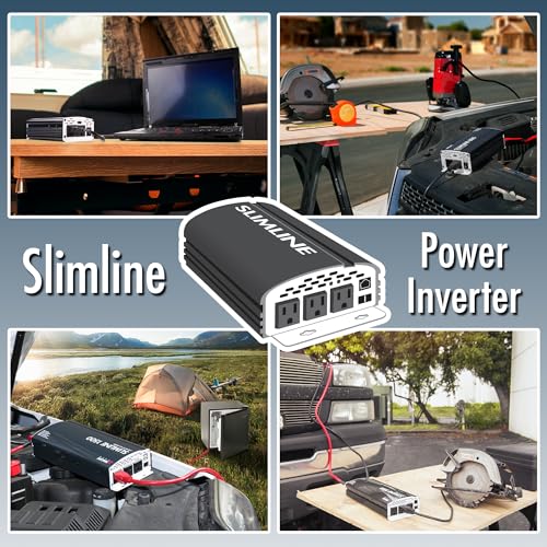 EL3724 2000W Slim Line AC to DC Power Inverter 2000W TrueRated Continuous 4500W Surge Power DC 12V to AC 110V Power Inverter with 3 AC Outlets and 2A USB Charging Port