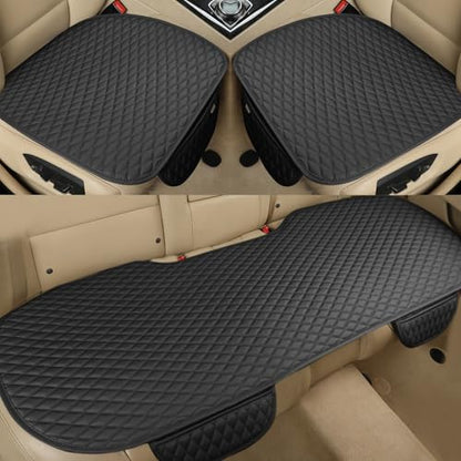 Pu Leather Car Seat Bottom Covers Protectors Include 1 Pair Front Driver Seat Pad Mat and 1 Rear Bench Cover Universal Fit 90% Vehicles