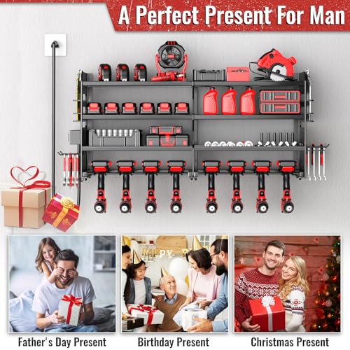 Large Power Tool Organizer Wall Mount with Charging Station