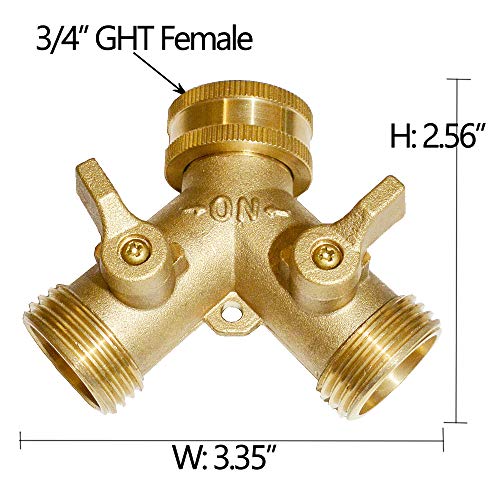 Brass Garden Hose Y Valve Hose Splitter Water Garden Hose Adapter 2 Way 3