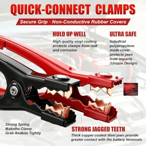 8 Gauge 12 Feet Jumper Cables for Car (12 Foot)