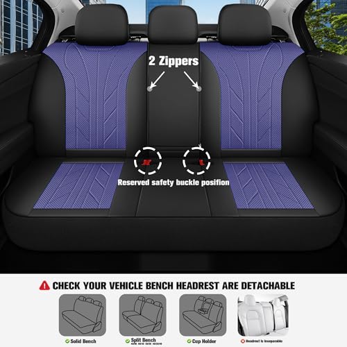 Luxury Faux Leather&Fabric Car Seat Covers Full Set with Breathable 3D Foam Back Support