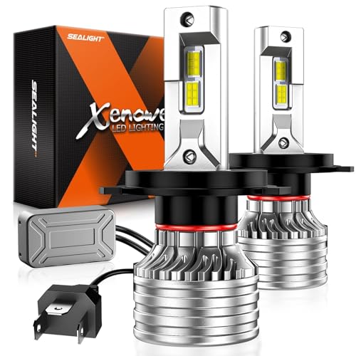 H4 Bulbs, 120,000LM 17X Brightness, 9003 HB2 H4 6500K Cool White LED Bulbs, IP68 Waterproof 80000Hrs Lifespan, No Flickering, 1Mins Installation, 2 Pack