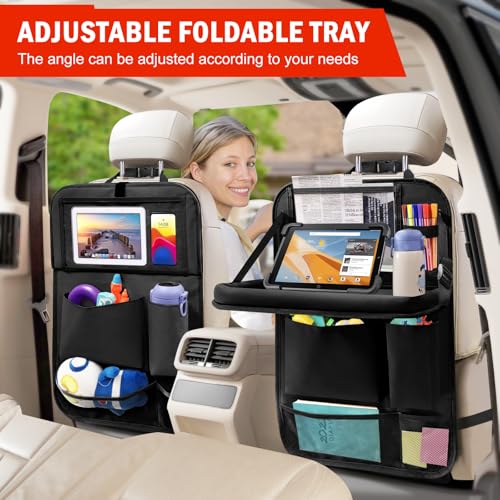 2Pack Car Backseat Organizer with Foldable Table Tray (2 Count)