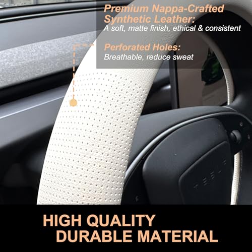 Nappa Leather Steering Wheel Cover for Tesla Model Y