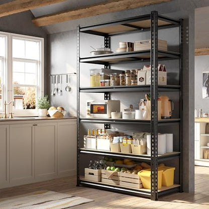 6 Tier 78" H Metal Shelving Adjustable Interlocking for Garage Warehouse