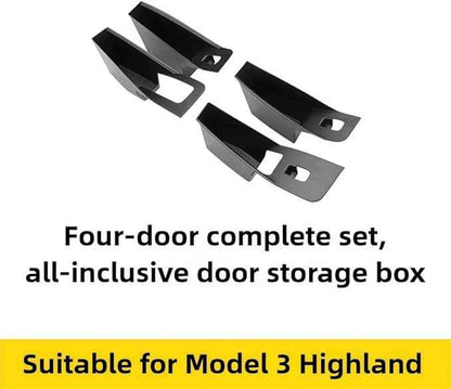 GGCLIMAX 4Pcs Car Organizer Door Handle Storage Box Side Door Box Compatible with Tesla Model Y/Highland Model 3 Four-door Inner Handle Decor Car Accessories(2021-2024 Model Y)