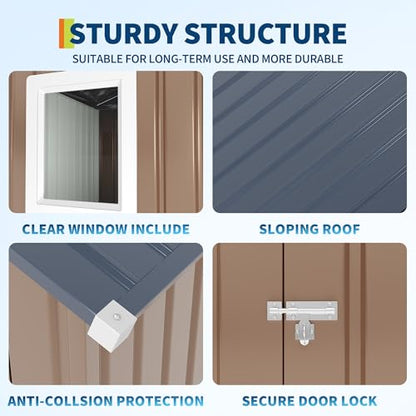 6x4 FT Metal Storage Sheds Outdoor with Window