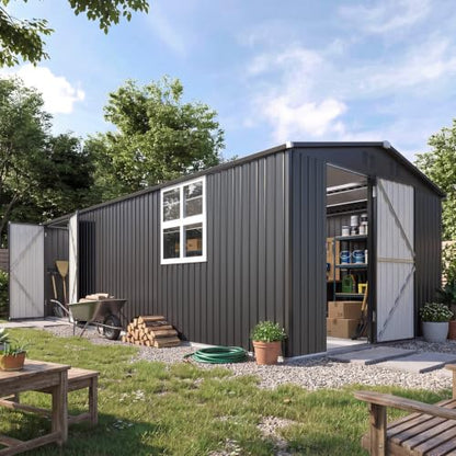 10'x20' Large Metal Outdoor Storage Shed with Windows
