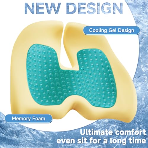 Large Cooling Gel Memory Foam Seat Cushion for Long Sitting